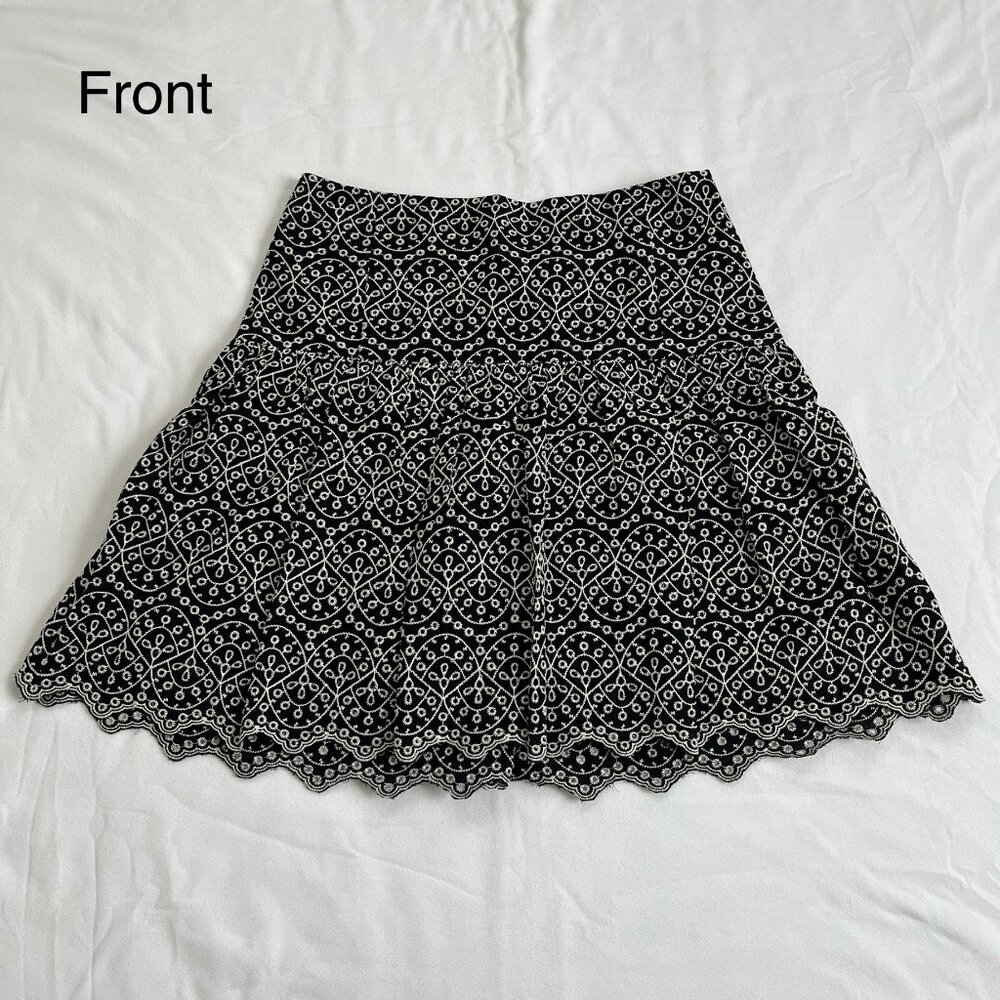 Express Black Scalloped Embroidered Eyelet Skirt, Women's Size 6, Fit and Flare